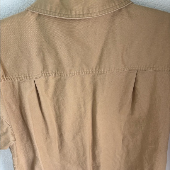 LOFT Khaki Safari Utility Tunic Dress – Button Front Pockets Roll Tab Sleeves M - Picture 8 of 8